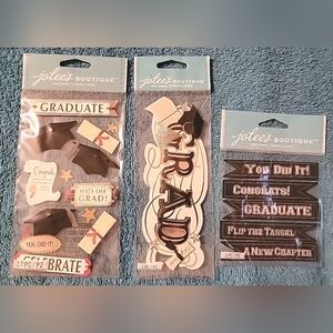 Jolee's Boutique Stickers-Graduation  3 Pack Lot Grad Graduate Hat & Tassel